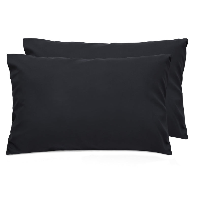 alt="Hypoallergenic and naturally anti bacterial black standard pillowcase crafted from a soft 100% polyester"