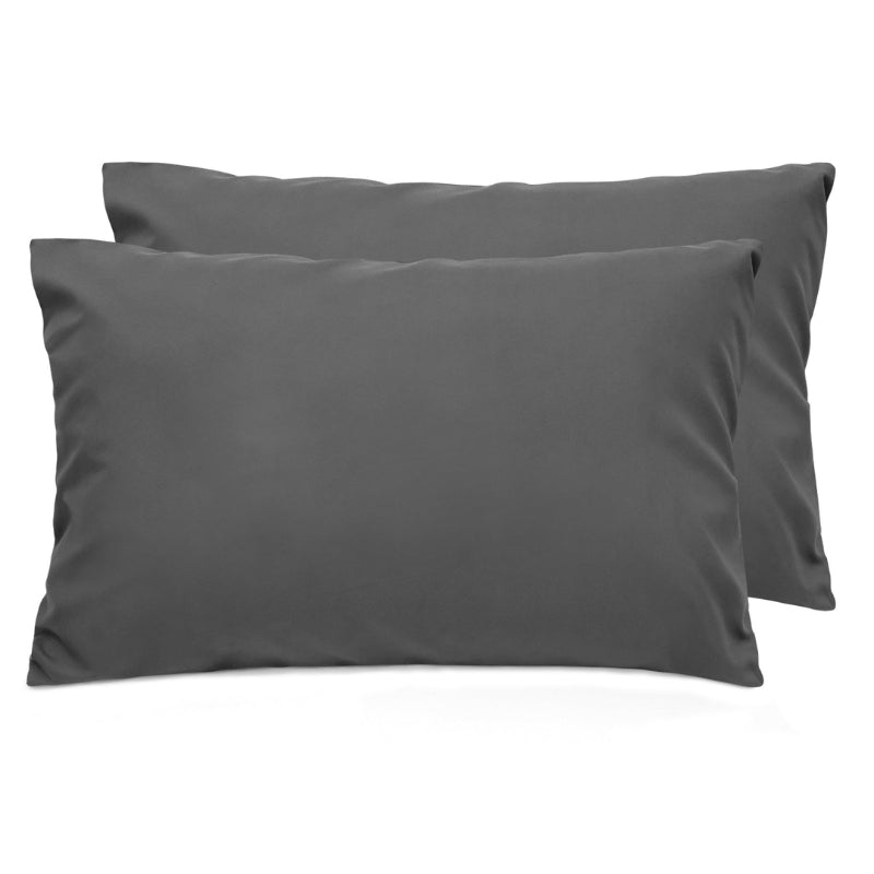 alt="Hypoallergenic and naturally anti bacterial grey standard pillowcase crafted from a soft 100% polyester"
