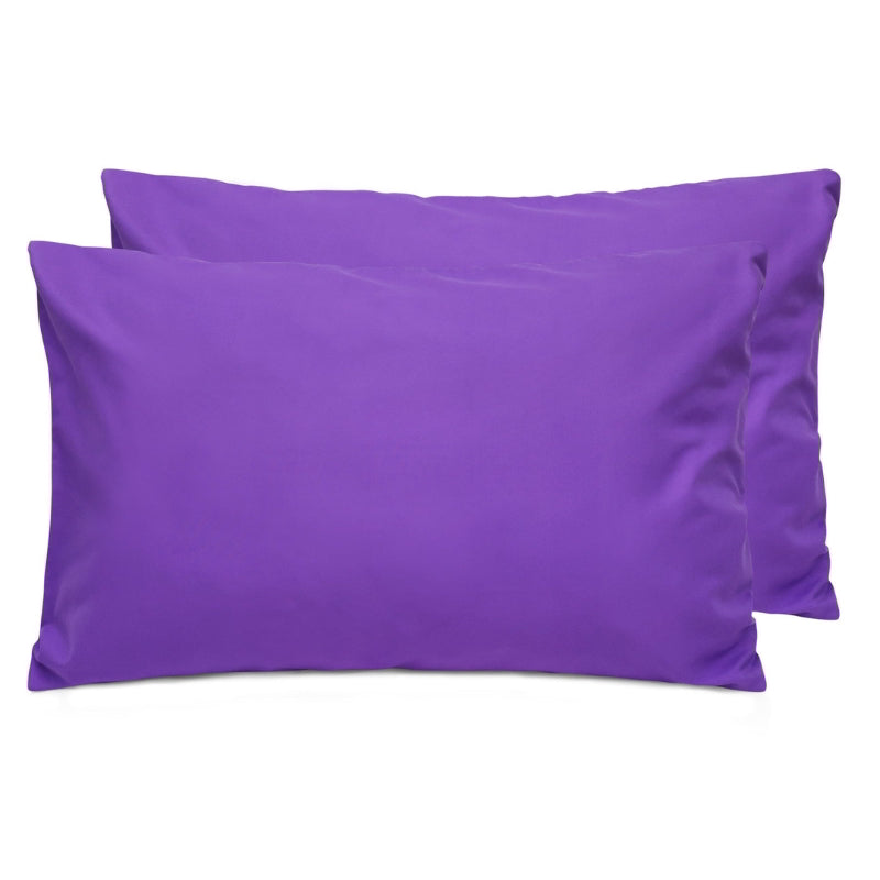 alt="Hypoallergenic and naturally anti bacterial purple standard pillowcase crafted from a soft 100% polyester"