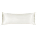 Luxurious ivory satin body pillowcase of Linenova for a restful sleep.