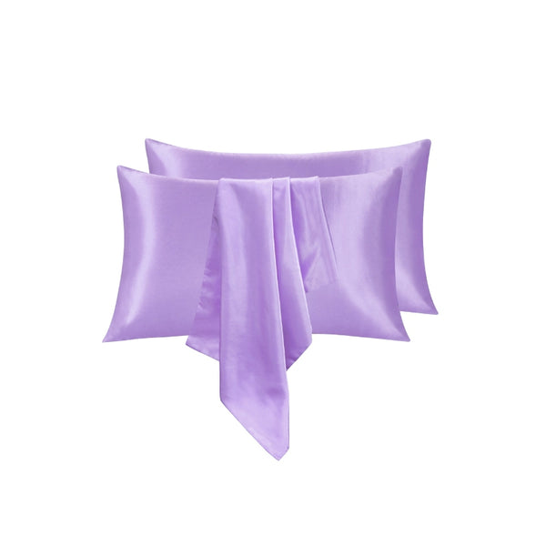 Linenova's queen pillowcase in lavender satin for luxurious comfort, allergy relief, and promoting healthy hair.