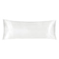 Luxurious pure white satin body pillowcase of Linenova for a restful sleep.