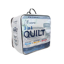 Side packaging details of the Odyssey Living 3 in 1 Quilt ensures comfort in every season, featuring adjustable layers and durable materials for a perfect night's sleep.