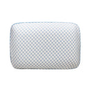 alt="Front details of a memory foam pillow creating the perfect balance of comfort and support"