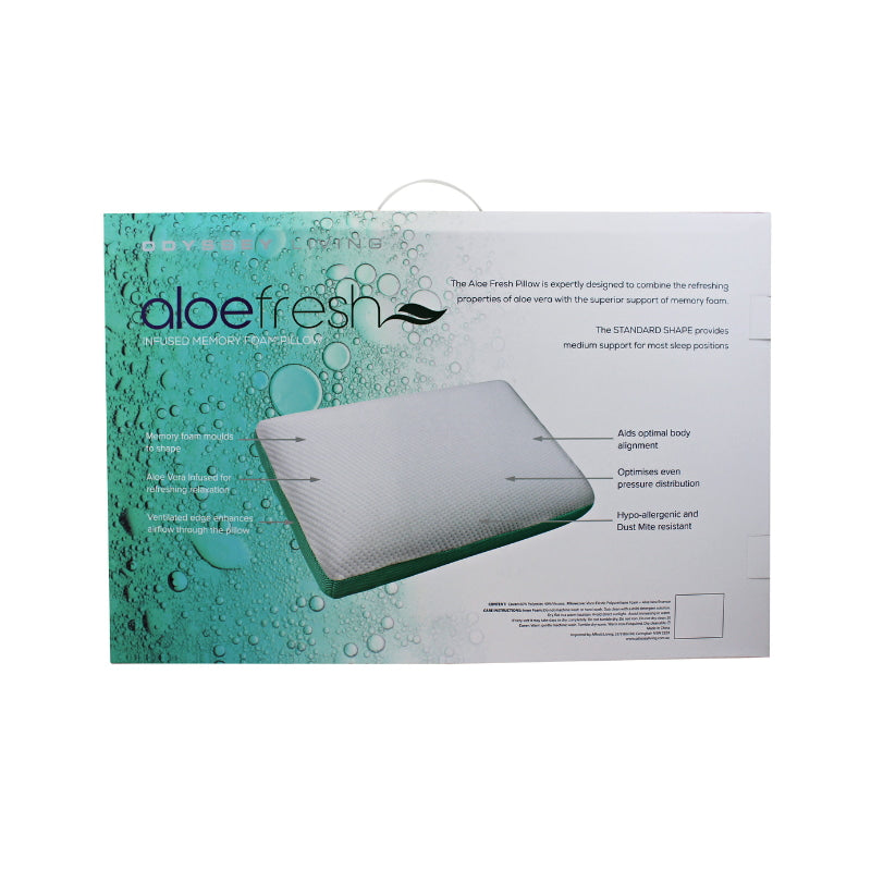 alt="Back details of a nice package of the Aloe fresh pillow is expertly designed to combine refreshing properties"