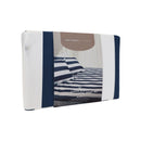 Side product packaging view for the Odyssey Living Avoca Stripe flannel sheet set in navy hues.