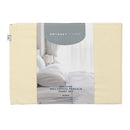 Front packaging details of natural cotton sheet set.