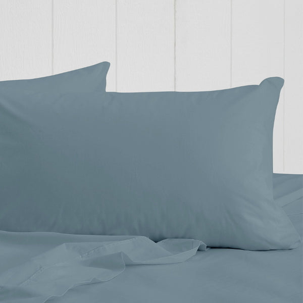 alt="The actual photo of a breath cotton standard pillowcase in mercury colour featuring its minimal, inviting softness and comfort" 