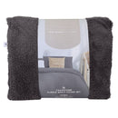 Front packaging view of Chadstone Fleece quilt cover highlighting plush fabric and stitching