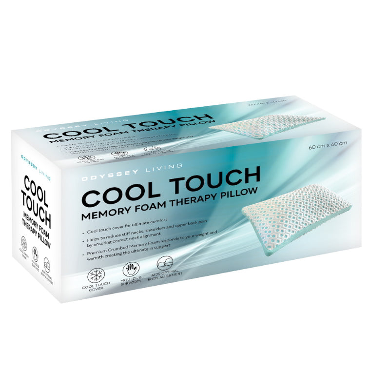 Experience restful sleep with the Odyssey Living Memory Foam Pillow, featuring cool touch technology and responsive memory foam for optimal comfort.