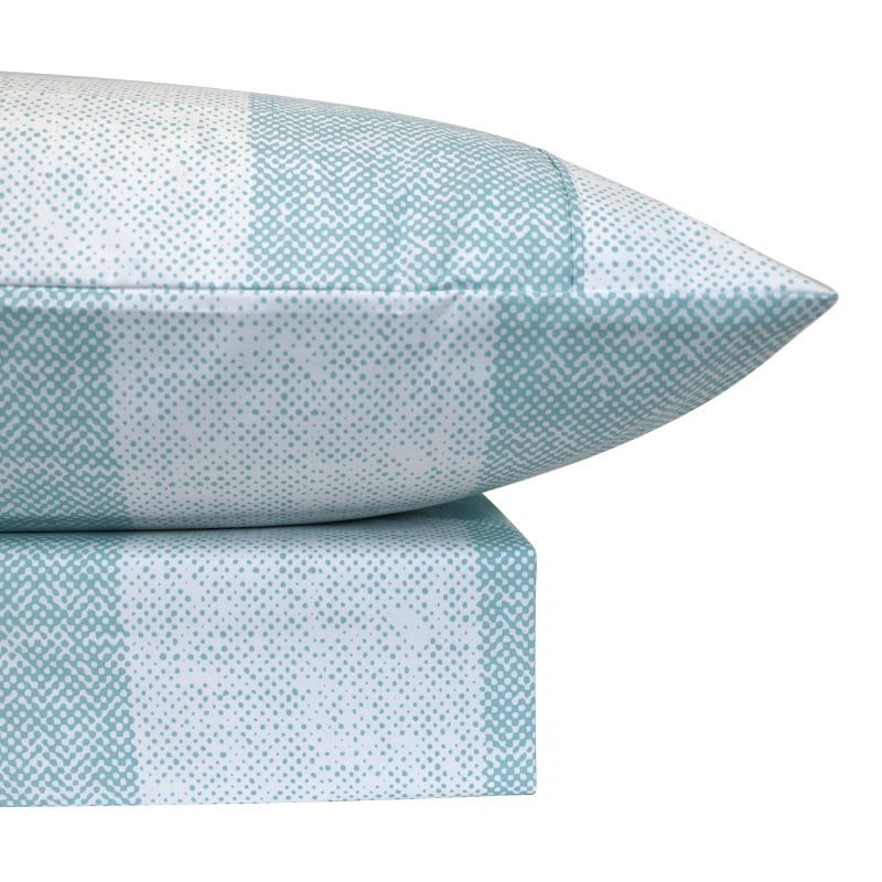 Close-up of brushed microfibre texture and thermal finish on the Cornwall Sky Quilt Cover