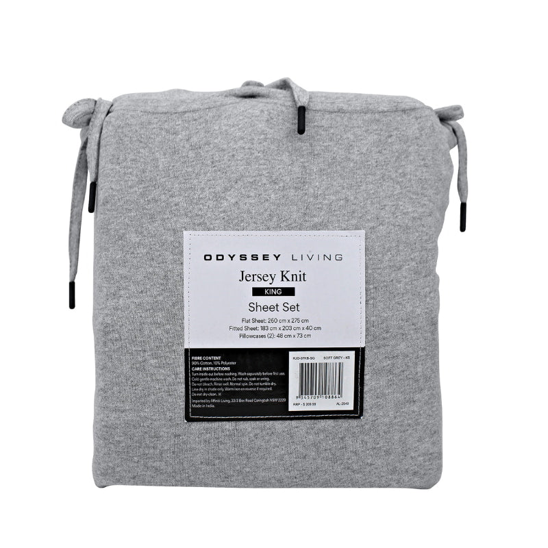 alt="Back packaging details of a grey-coloured bamboo cotton sheet set"