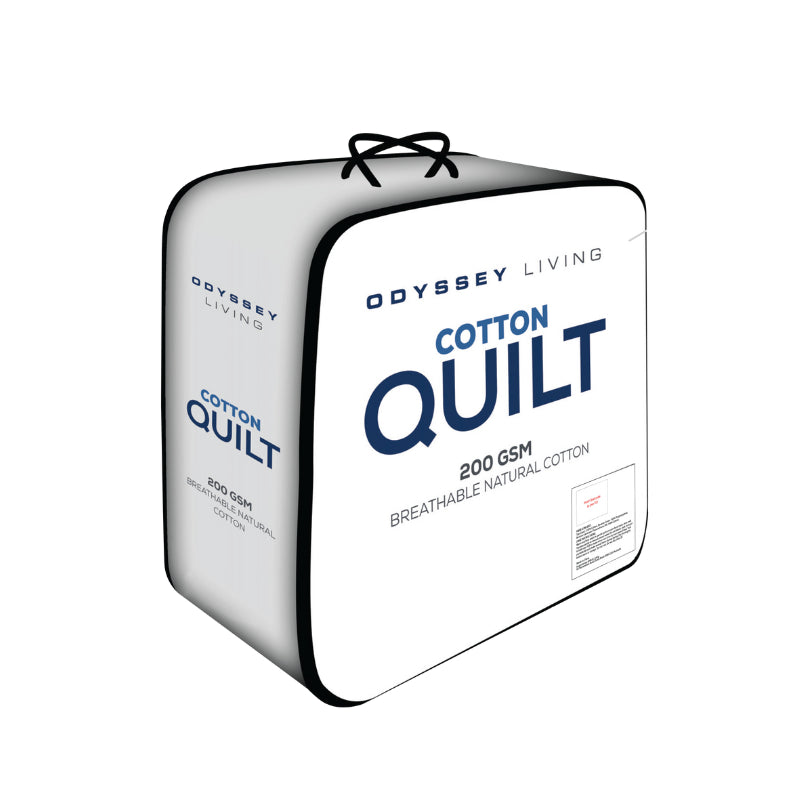 Back details of a nice package of the breathable cotton quilt features a diamond quilted pattern.