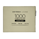 Front packaging details of a sage cotton rich sheet set.