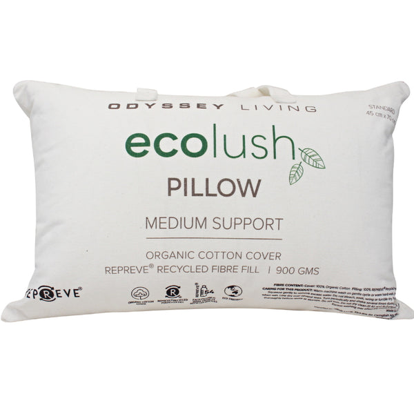 alt="Front details of an ecolush standard pillow"