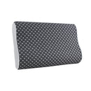 Side details of grey memory foam pillow creates a thermal conductive pathway.