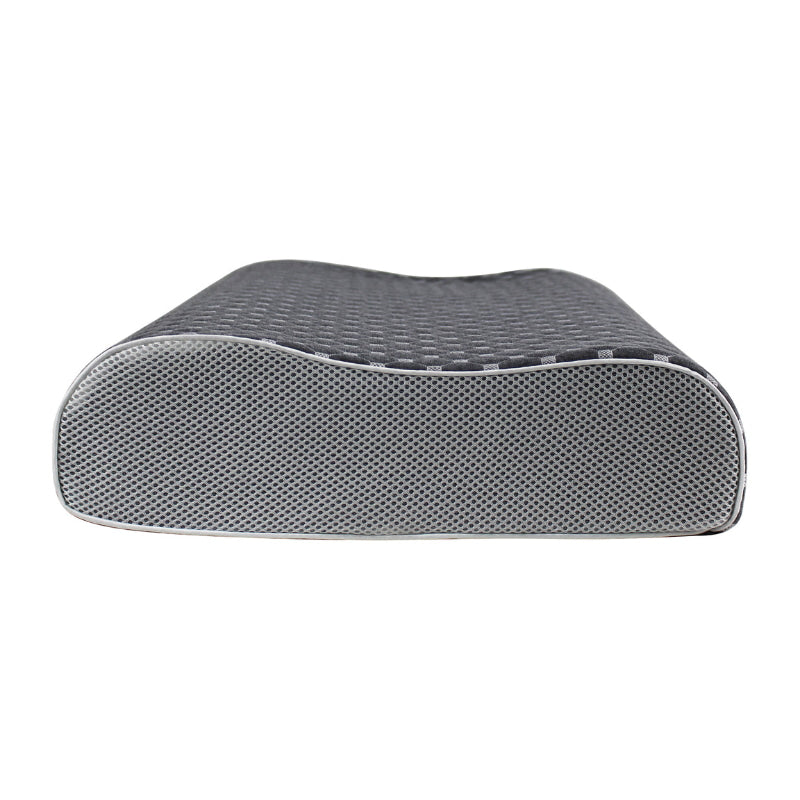 alt="Close up details of grey memory foam pillow creates a thermal conductive pathway"