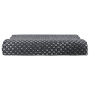Image of grey memory foam pillow showcasing every details.