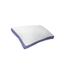 Side details of the lavender infused memory foam pillow providing customised support and a soothing scent for a fantastic night's sleep.