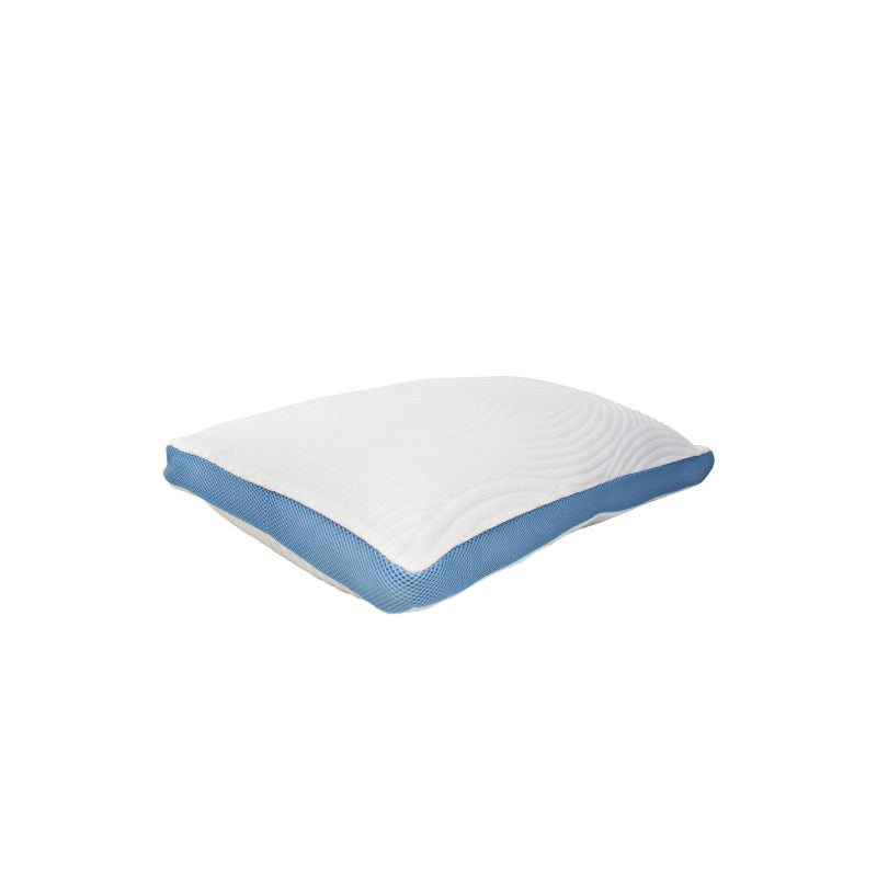 Side details of the Odyssey Living Memory Foam Pillow which you will enjoy a peaceful sleep with a hint of lotus, and feel the luxury of soft polyester and cooling viscose.