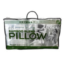Front details of a microlush bamboo blend standard pillow packaging.
