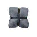 Back packaging details of a luxurious mink touch blanket in a shade of graphite featuring minimalist design, soft, velvety texture for cosy warmth. 