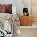 Luxurious mink touch blanket in a shade of stone featuring minimalist design, soft, velvety texture for cosy warmth, perfect for your bedroom.
