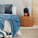 Add a style to your bedroom with our luxurious storm blue mink-touch blanket featuring a minimalist design and a soft, velvety texture for cosy warmth.