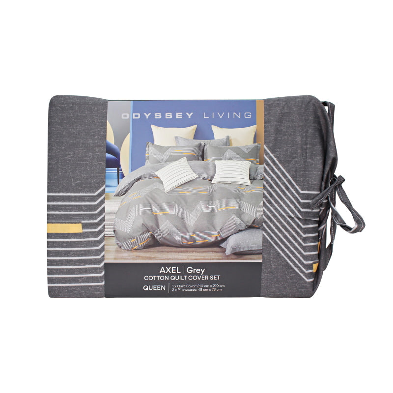 alt="Front details of a nice package of the luxurious quilt cover set creates an ultra contemporary look for your bedroom"