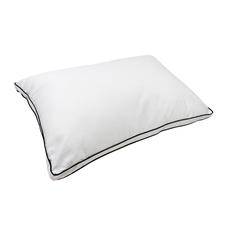alt="Front details of a white silk blend standard pillow"