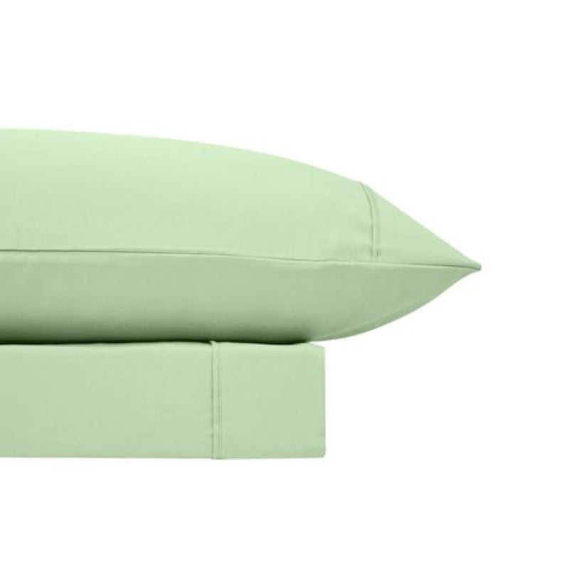 A clean and classic light green bed sheets and pillows, made of 100% microfibre for a soft and warm feel.