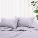 A clean and classic lilac bed with matching sheets and pillows, made of 100% microfibre for a soft and warm feel.