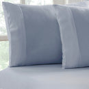 Close-up of brushed Egyptian cotton flannelette texture in sky blue, showing soft and cosy fabric detail