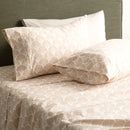 Close-up of soft brushed cotton flannelette pillowcases with ginkgo design