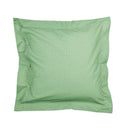 alt="A back view of a decorative reversible filled cushion with rich plant and flower designs, made of 100% percale cotton."