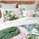 Reversible quilt cover with green fan leaf pattern and coordinating European pillows
