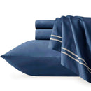 Elegant Strada Indigo Quilt Cover Set crafted from premium Egyptian Cotton, 1000-thread count, with eco-friendly features and stylish embroidery.