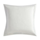 Back details of European pillowcase with green palm leaf print on a neutral base