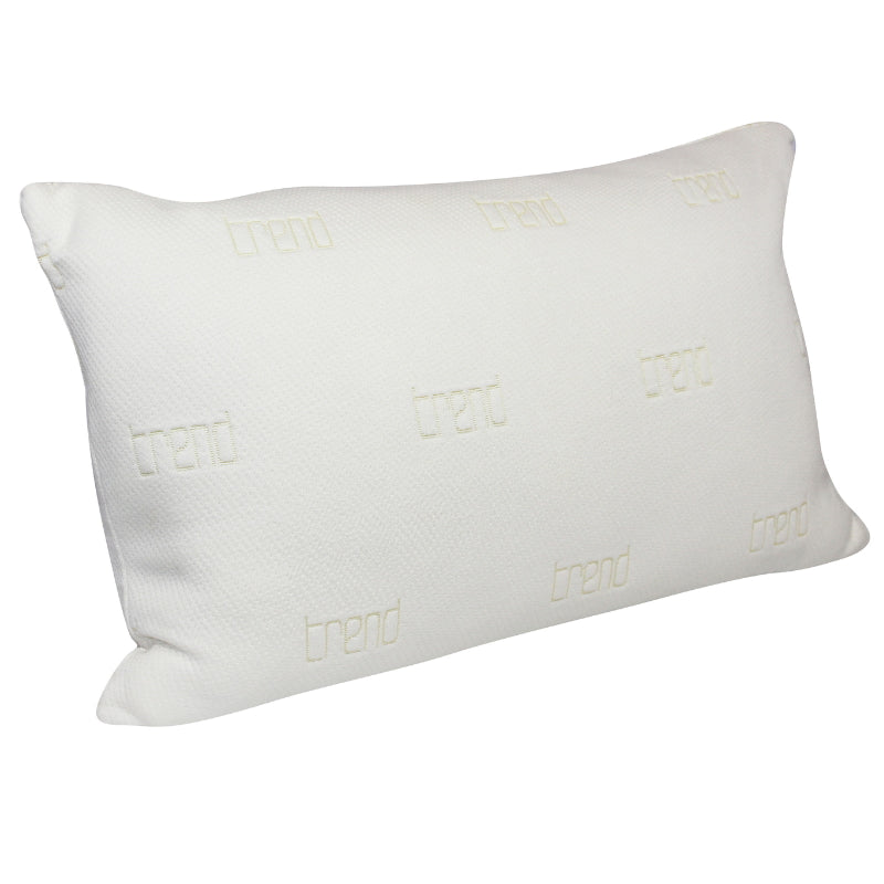 Side view of a crumbed memory foam pillow combines superior support.