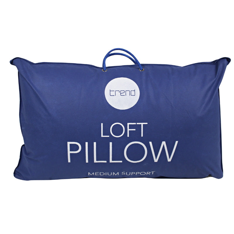 alt="Back details of a nice packaging of a loft pillow crafted with a luxurious cotton cover and extra soft"
