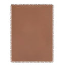 Terracotta linen and cotton tablecloth with fringe edges, designed for versatility for any occasion.