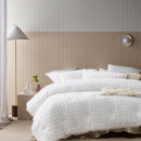 Soft and warm white comforter set with chenille grid pattern for a sleek, minimalist look.