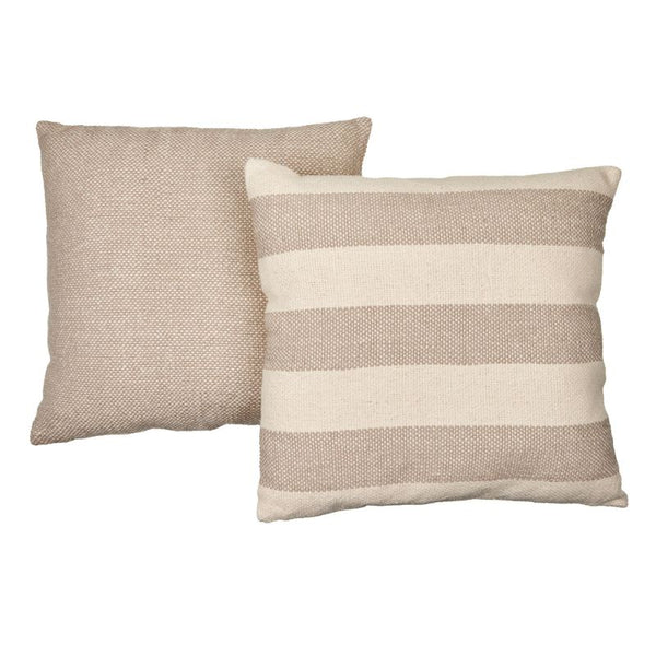 Decorative cushion set in natural grey tones styled for sofa or bed.