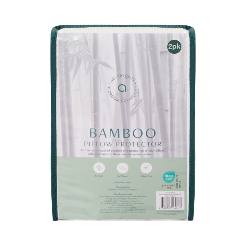 Bamboo polyester blend pillow protector set for everyday comfort.