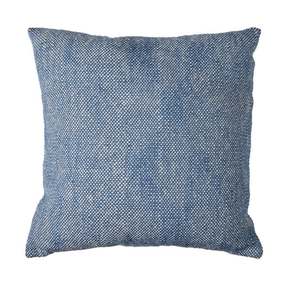 Close-up of textured blue basket weave cushion.