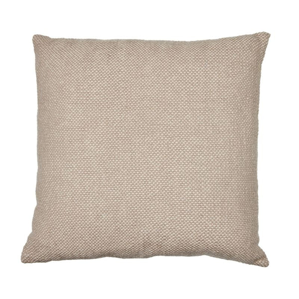 Close-up of textured natural grey basket weave cushion.