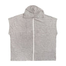 Bambury Adult Zip Front Black Poncho with black and white stripe pattern.