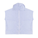 Bambury Adult Zip Front Blue Poncho with light blue stripe design.