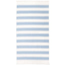 Lightweight striped cotton beach towel in coastal blue tones.