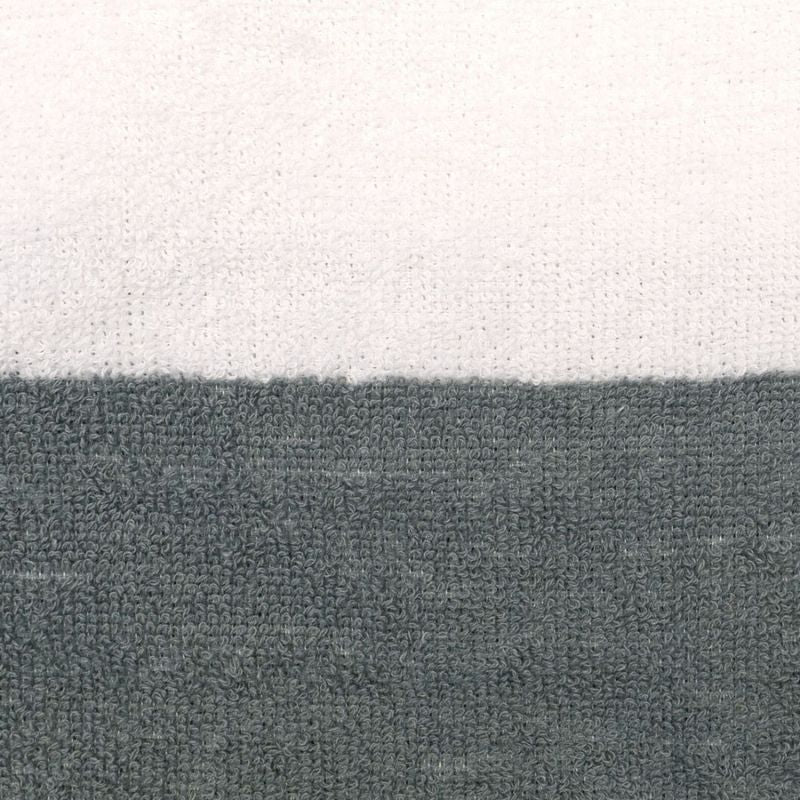 Sustainable cotton beach towel in grey and white for a timeless coastal look.